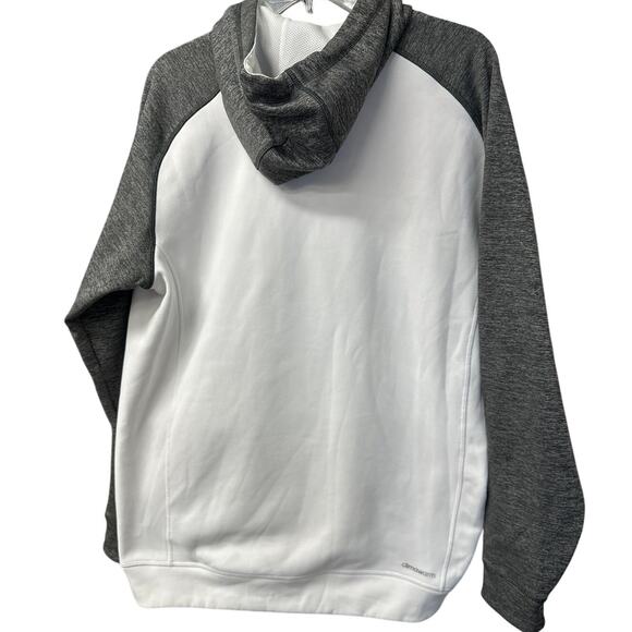 Adidas Climawarm Pullover Hoodie Large Comfy White & Grey - Picture 2 of 8